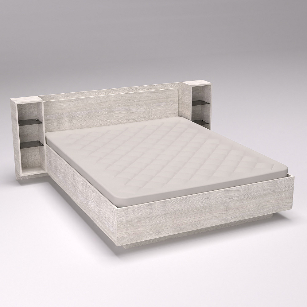 Кровать Кристалл №1 двуспальная, Дуб Шамоні Світлий, 2035х1976х850 Львов - изображение 2