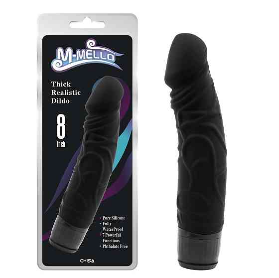 Вібратор - M-Mello Thick Realistic Dildo 8" Black Sex Aura Київ