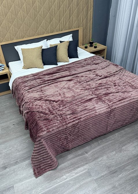 Плед-покривало смужка Шарпей 200х225 см (+-10см) Темно-пудровий (87-152) Київ - фото 4