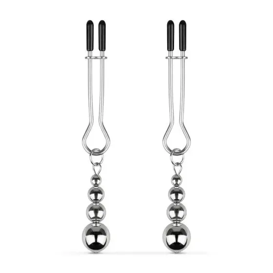 Затискачі для сосків Bedroom Fantasies: Nipple Clamps with Beaded Chain - Silver Львів