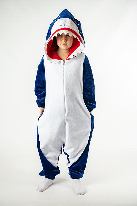 Кигуруми Акула, детская пижама, велсофт,топ Крохатушка одяг 116, Велсофт Киев - изображение 1