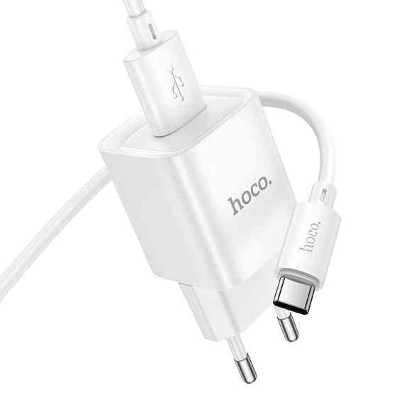 Мережевий зарядний пристрій з кабелем HOCO C145A Charm single port QC3.0 charger set(Type-C) White Одеса