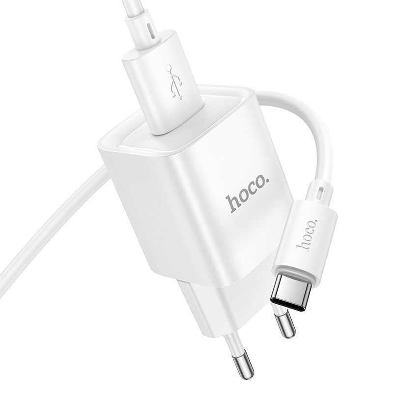 Мережевий зарядний пристрій з кабелем HOCO C145A Charm single port QC3.0 charger set(Type-C) White Одеса - фото 5