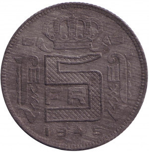 Монета 5 франків. 1945 рік, Бельгія. (Des Belges) Полтава - фото 1