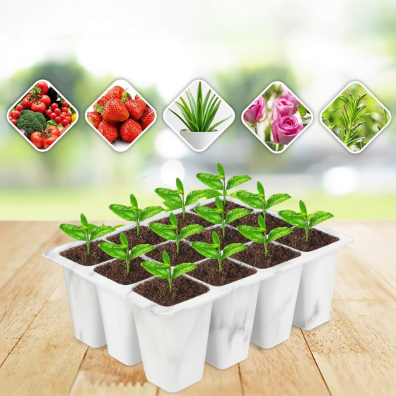 Кассета для рассады лоток садовый на 12 ячеек, силиконовый, многоразовый для выращивания семян, растений, цветов, белый Каменец-Подольский