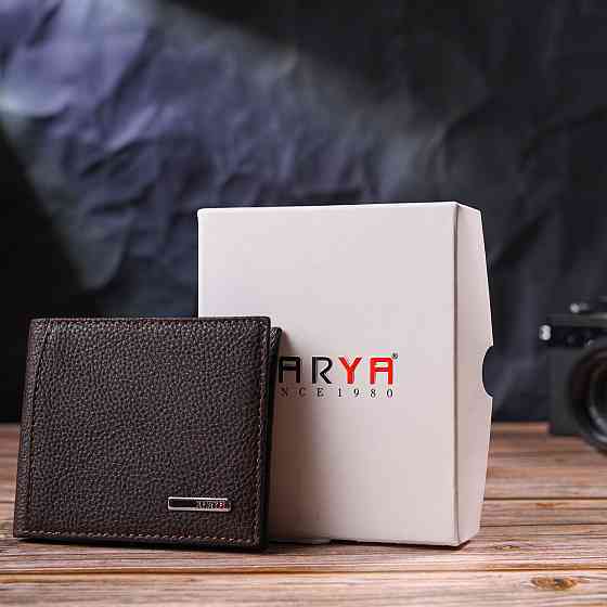 Практичний чоловічий затиск із монетницею з натуральної шкіри KARYA 21404 Коричневий Київ