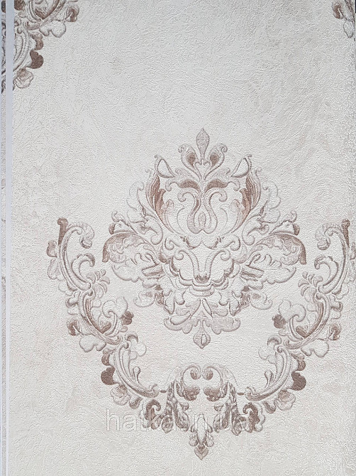 Шпалери вінілові на флізеліні гарячого тиснення DU&KA 1.06х10 вензель основа під штукатурку сірі коричневі Київ - фото 1