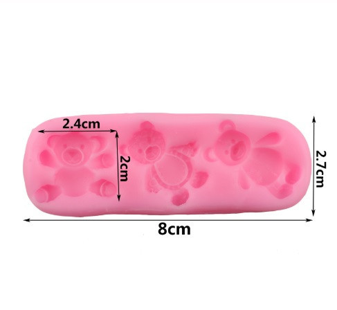 Молд силиконовый Мишки 80 на 27 мм розовый Киев - изображение 2