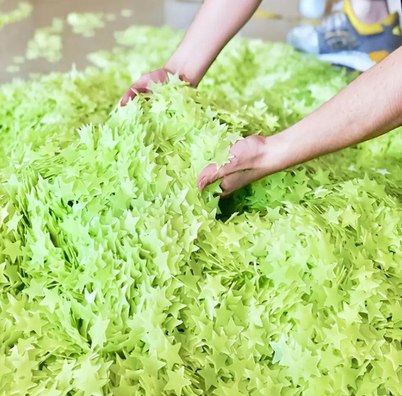 Набір флуоресцентних зірок 100 шт | Салатові самоклеючі наліпки для стелі, стін, дитячої Київ - фото 2