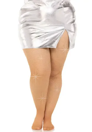 Колготки Leg Avenue Rhinestone micro net tights Plus size Caramel, дрібна сітка, стрази Львів