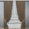 Комплект штор VR-Textil Мікровелюр Petek 200х270 2шт і Тюль 600х270 2014ш-1706т Коричневий з молочним 71-193/7