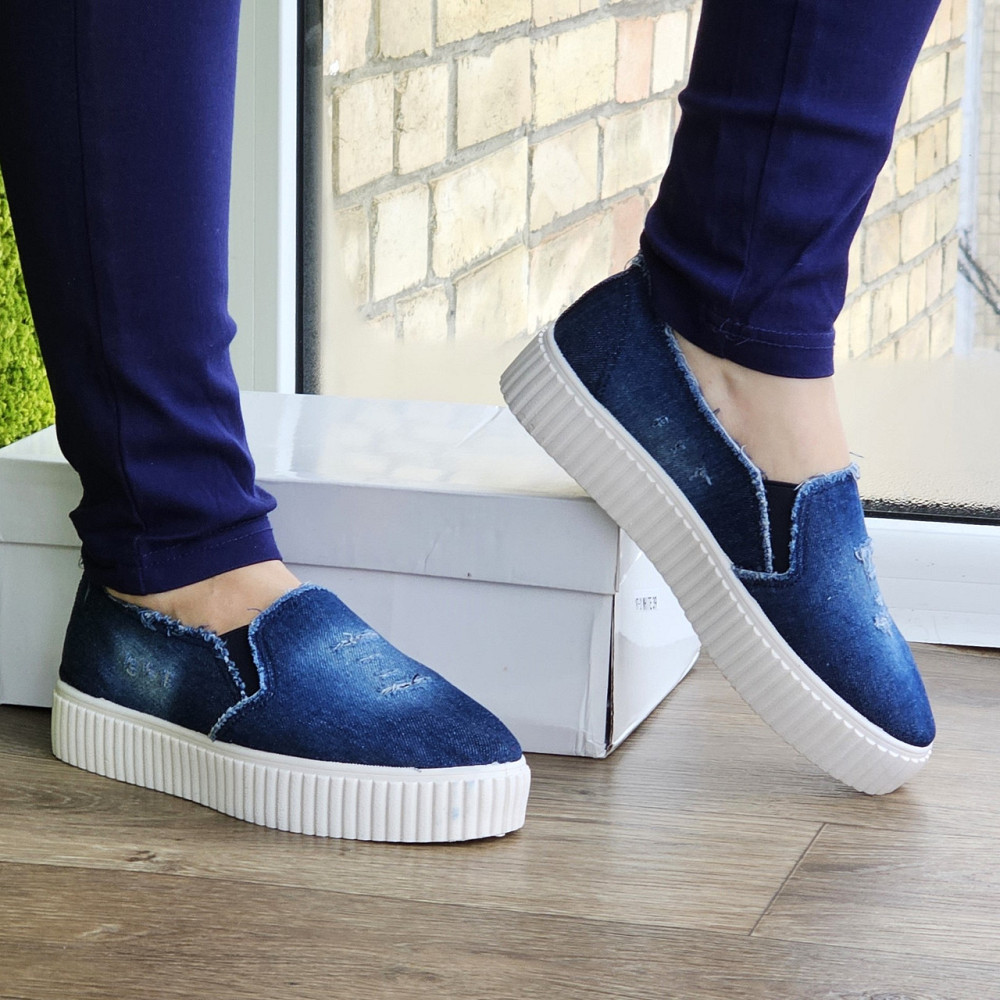 Женские Джинсовые Слипоны Мокасины на Высокой Толстой Подошве (размеры: 36,37,38) - 211 Днепр - изображение 9