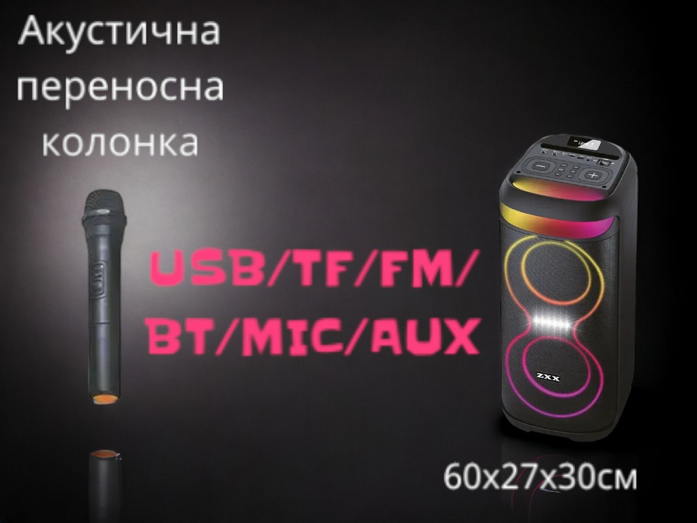 Акустична переносна колонка ZXX-5505 40Вт 6,5" 60х27х30см USB/TF/FM/BT/MIC/AUX Одеса - фото 1