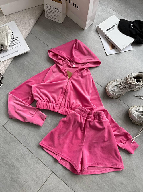 Женский стильный повседневный велюровый костюм Розовый, 42/44 Одесса - изображение 7