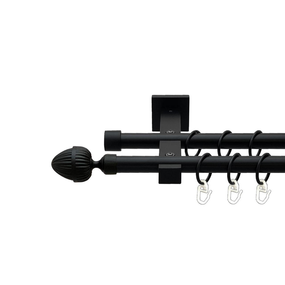 Карниз Orvit Одеон металевий дворядний техно гладка труба кільце металеве Чорний Оксамит 19\19 мм 200 см (00-00026685) Львів - фото 1