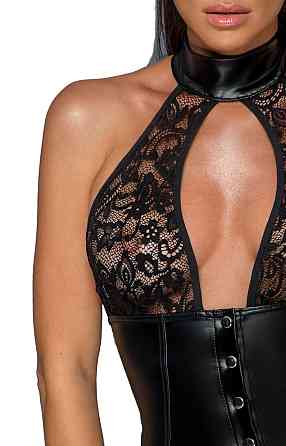 Платье с чокером и кружевным лифом Noir Handmade F224 черное, XL Sex Aura Киев