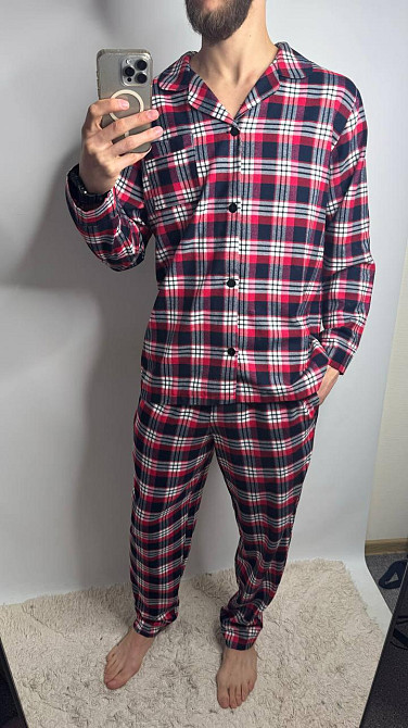 Чоловіча котонова піжама у клітинку Харків - фото 2