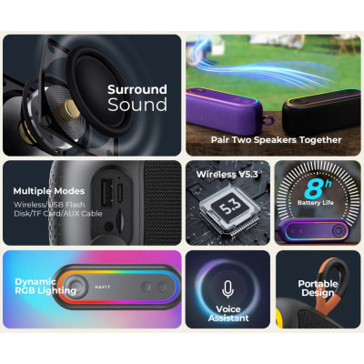 Акустическая система Havit HV-SK810BT RGB Black (HV-SK810BT) Винница - изображение 5