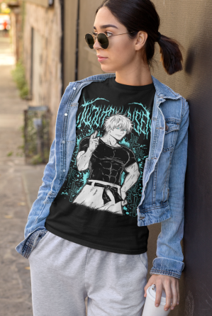 Футболка з аніме принтом Магічна битва оверсайз (S/M/L) Чорний AnimeJ0604 Дніпро