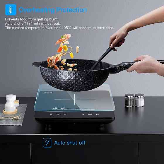 Индукционная плита IsEasy Hob 2100W Черная 9 уровней сенсорная LED портативная 1 конфорка Киев