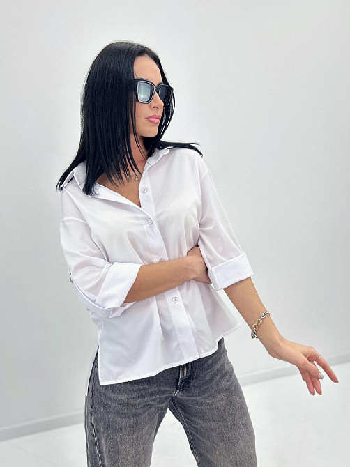 Базова жіноча сорочка "Eden" оптом | Батал | Розпродаж моделі Білий, 50-52 Київ - фото 3