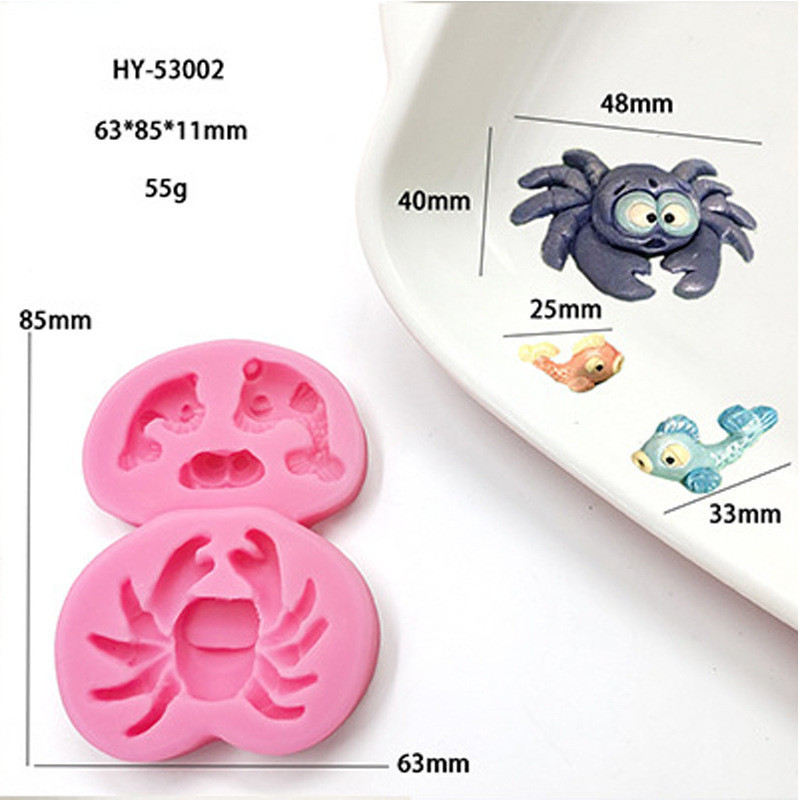 Молд силиконовый Краб и рыбки 85 на 63 мм розовый Киев - изображение 2