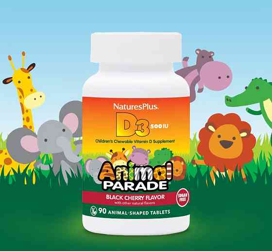 Вітамін D3 зі смаком чорної вишні, без цукру (Vitamin D3, Animal Parade) 500 МО 90 цукерок Київ
