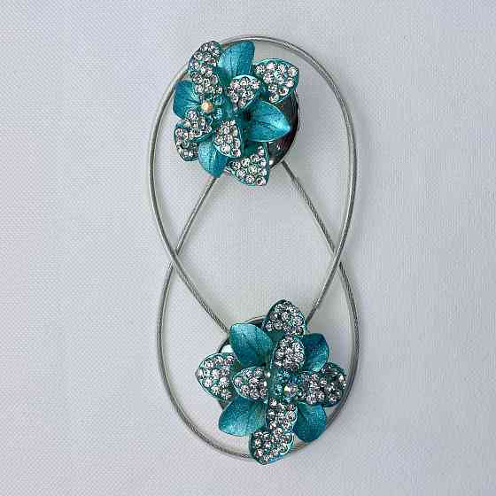 Магніти для штор та гардин "Flowers" набір 2 шт Блакитний (81-196) Київ