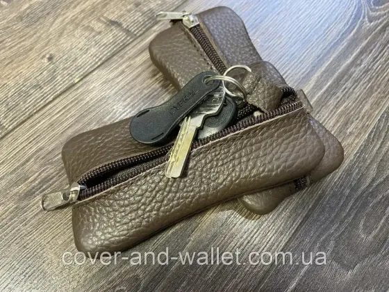 Кожаная ключница на две молнии черного цвета MD Leather Черный Киев