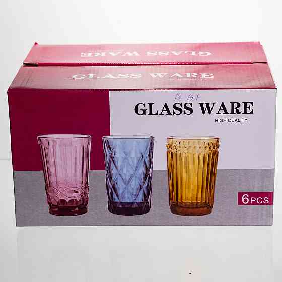 Набір скляних склянок 6 штук 350 мл для лимонадів соку води коктейлів склянки скляні для напоїв HP-19-167 Коломыя