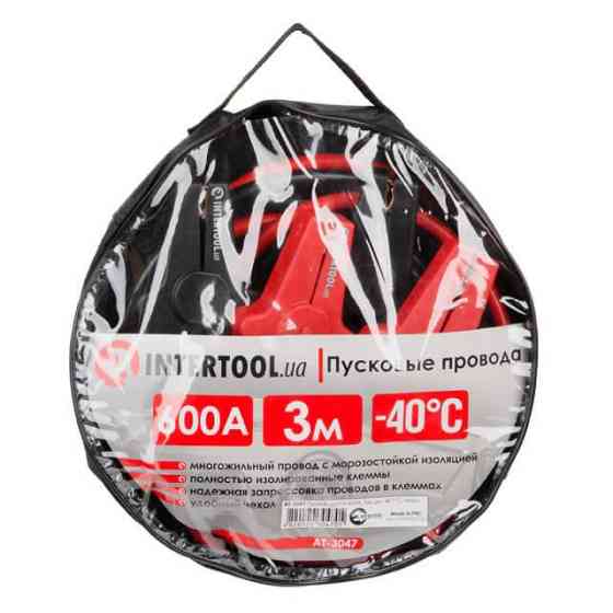 Пусковые провода 600 А, 3 м, до -40°C, чехол INTERTOOL AT-3047 Киев