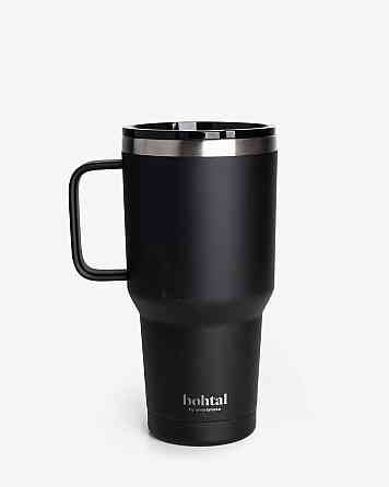 Термостакан (ізольована чашка) Bohtal з ручкою з нержавіючої сталі Tumbler Black 900 ml Каменское