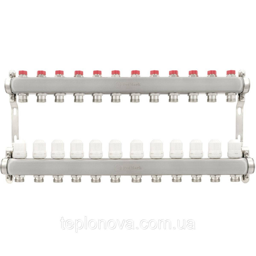 Колектор нержавійка на 12 пар виходів  "Polmark" для теплої підлоги та радіаторів Чернівці - фото 1