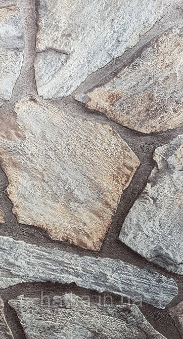 Обои виниловые на флизелине AdaWall Roka 1.06х10 под камень бут структурные коричневые серые серебро 23114-2 Киев - изображение 2