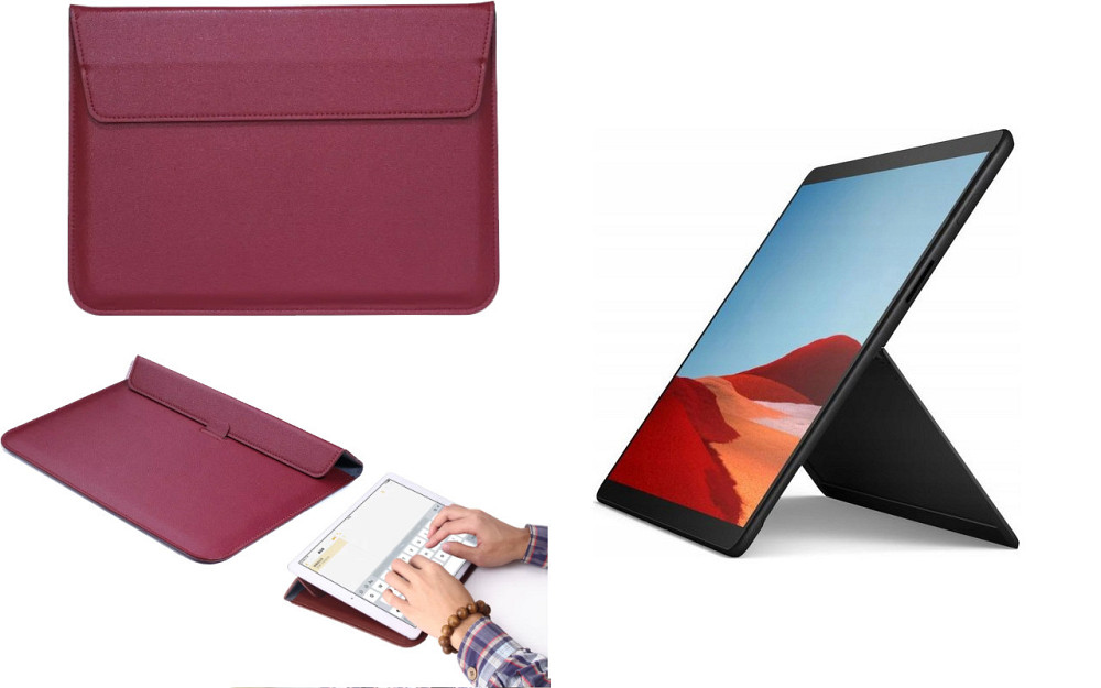 Чохол-конверт VitoCase для Microsoft Surface Pro X, з функцією підставки для планшета Бордовий Київ - фото 1