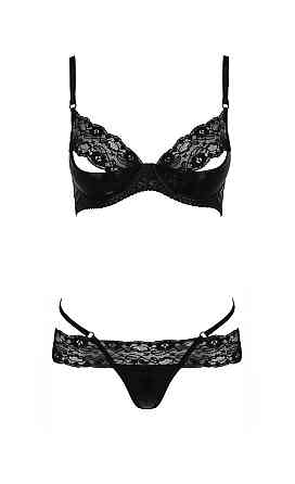 Комплект белья из латекса Passion NORTH SET с кружевной отделкой, черный, S/M Sex Aura Киев