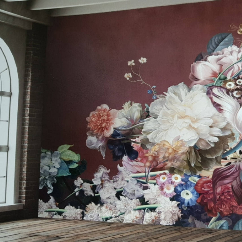 Фотошпалери безшовні флізелінові екологічно чисті Primavera великі квіти на кремовому тлі Київ - фото 1