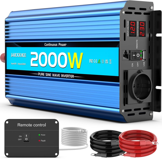 Инвертор 2200W с чистой синусоидой 2000W, преобразователь напряжения 12В - 230В с 2 розетками переменного тока, USB портами Киев