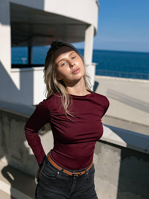 Жіночий базовий боді з драпіруванням мікродайвінг Бордо, 42/44 Одеса - фото 8