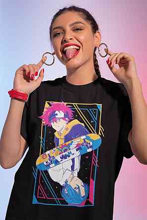 Футболка з аніме принтом Ск Інфінітй Ланга Рекі оверсайз (S/M/L) Чорний AnimeJ0193 Дніпро