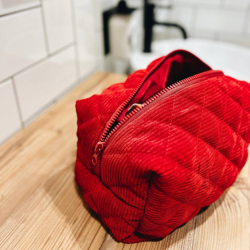 Большая женская вельветовая косметичка 24x13x13 см (Красный) Сумы - изображение 1