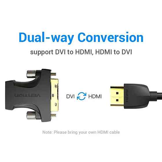 Адаптер Vention HDMI Female to DVI (24+1) Male Adapter Black (AILB0) Киев