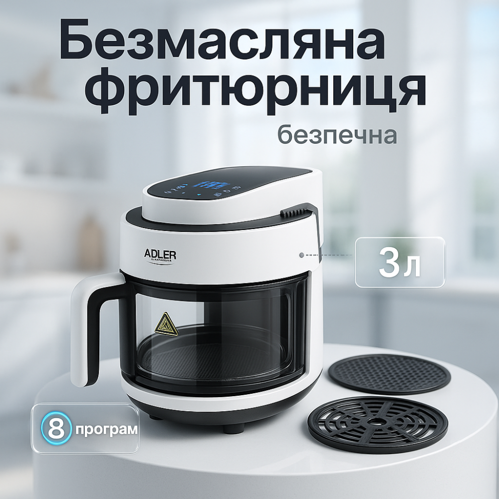 Безмасляна фритюрниця Adler AD 6316 3Л 1400Вт AS-27 Львів - фото 16