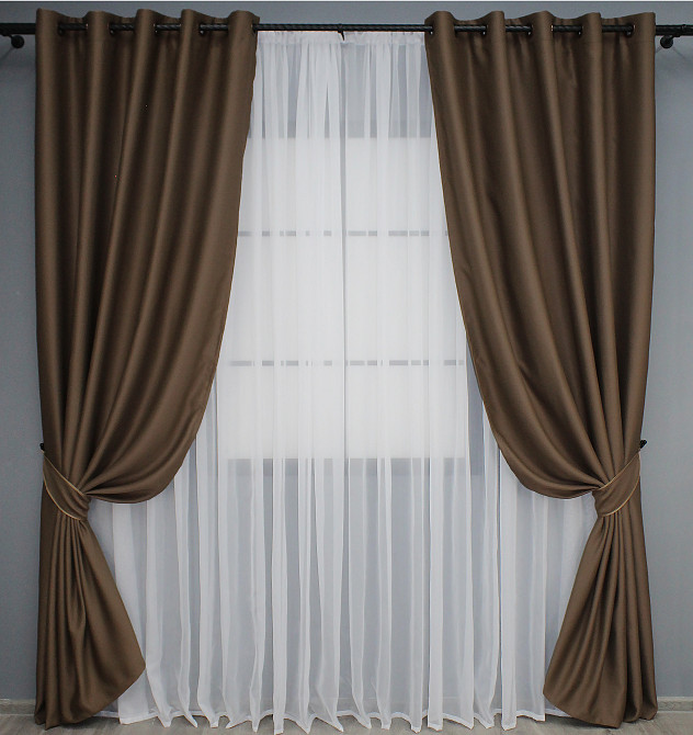 Комплект штор на люверсах VR-Textil Bagema Rvs № 1238ш Шоколадний 150х250 см 2 шт (37-0024) Київ - фото 2