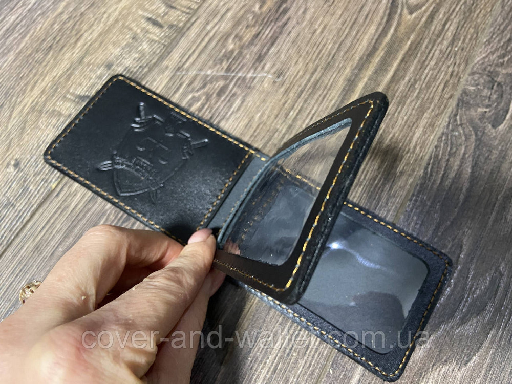 Шкіряна обкладинка на посвідчення Прокуратуру України з додатковим клапаном Київ - фото 4
