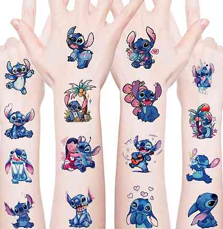 Набір 30 шт тимчасові тату Stitch наклейки на тіло дитячі водостійкі тату для дітей стікери Київ