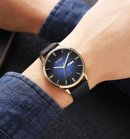 Годинник чоловічий класичний Skmei 2250 (Чорний із золотистим корпусом) Київ