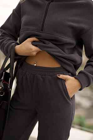 Спортивний костюм на флісі жіночий "Real" | Норма та батал Графіт, 42-44 Київ