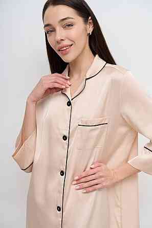 Жіноча нічна сорочка подовжена шовкова Молочний M Харків