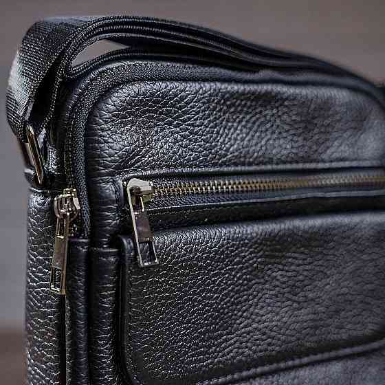 Сумка мужская зернистая Черная (Vintage) Киев